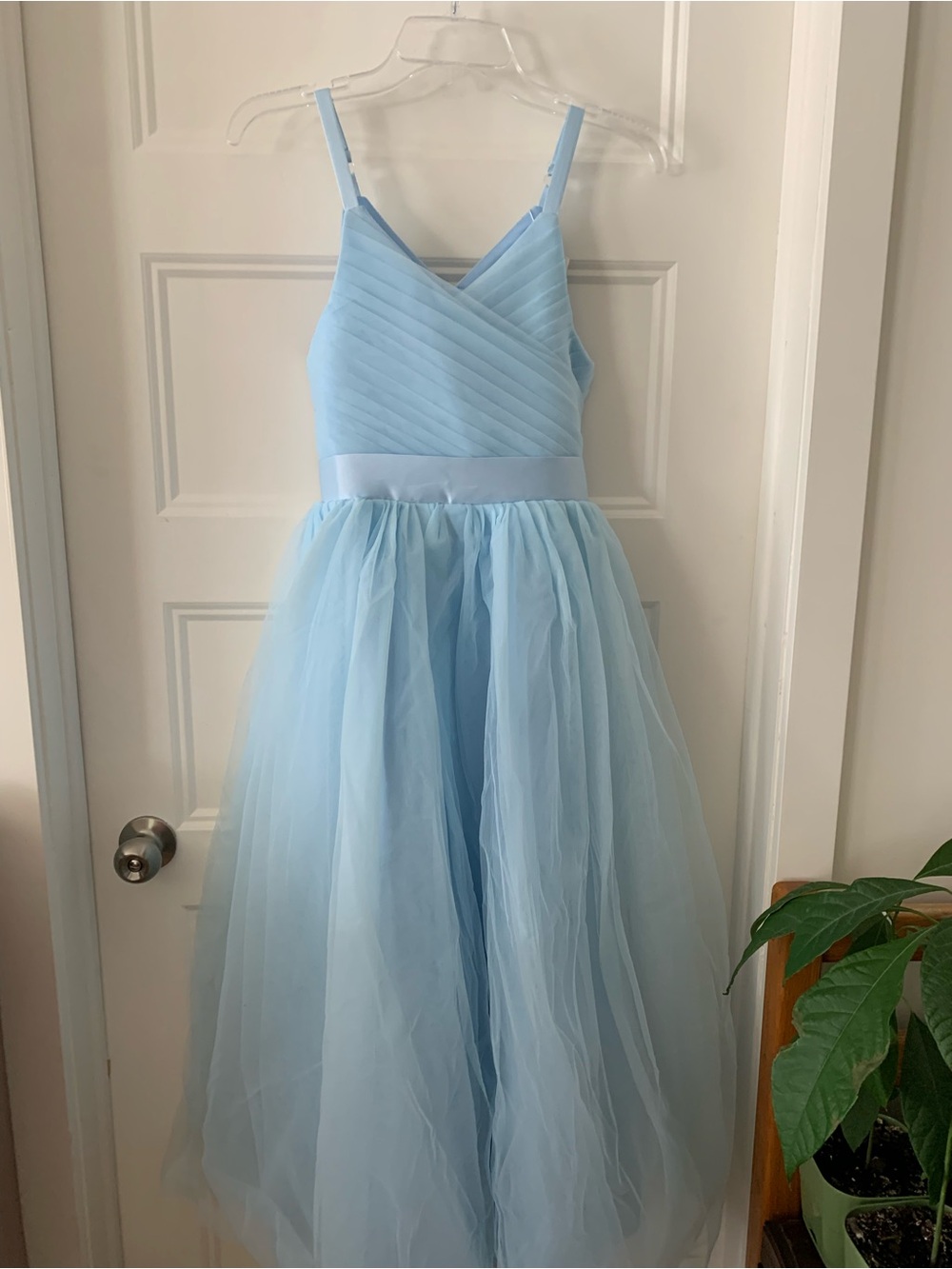 Glanulice Girl'sEvent dress , Light Blue Tulle Girls' Dress with Satin Waistband